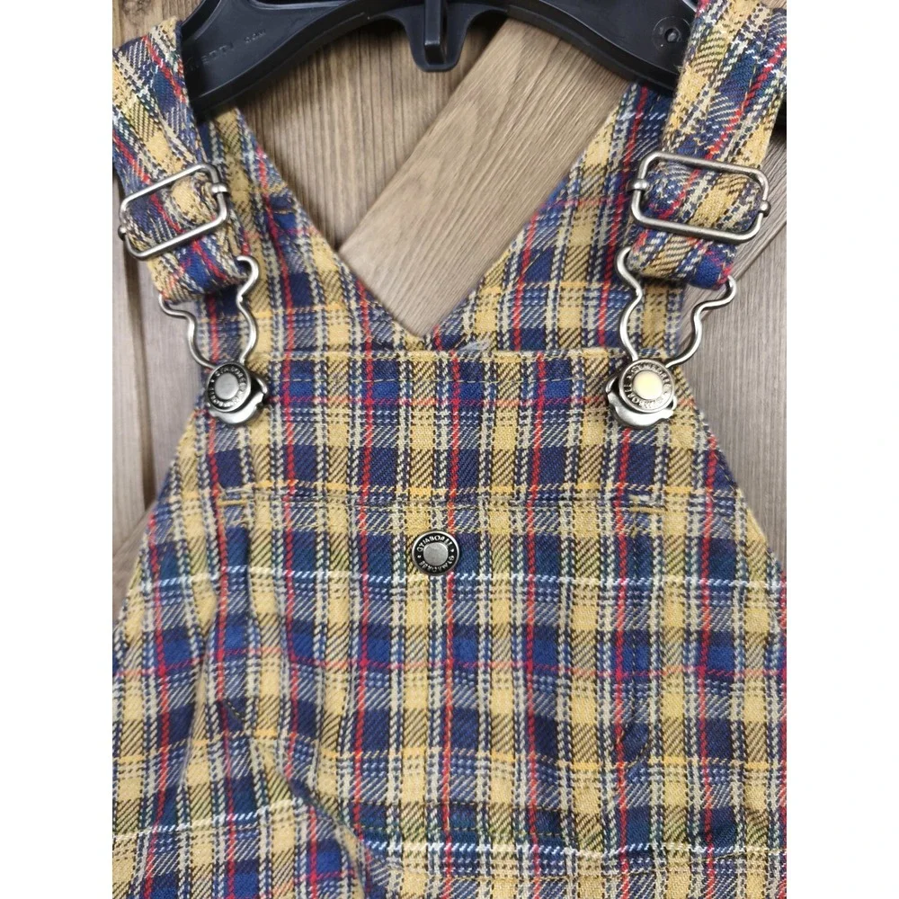 Vintage 1998 Gymboree Rainbow Tag Plaid Shortalls Overalls 6-12M